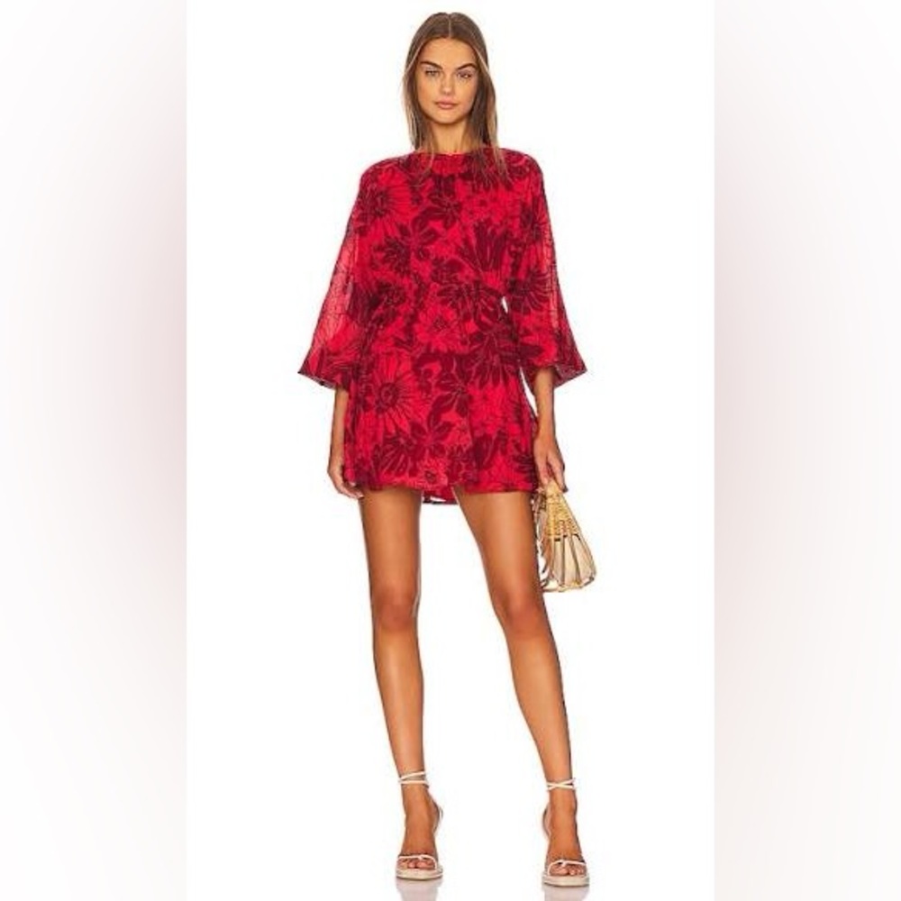 Faithfull the Brand Red Floral Mini Dress